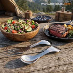 قاشق و چنگال دو طرفه استیل با لبه چاقویی مدل Swedish Spork Stainless برند لایت مای فایر Light my fire