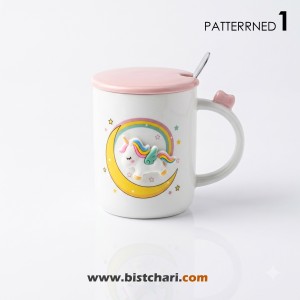 ماگ(لیوان) سرامیکی درب دار طرح Unicorn