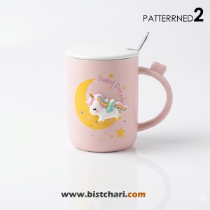 ماگ(لیوان) سرامیکی درب دار طرح Unicorn