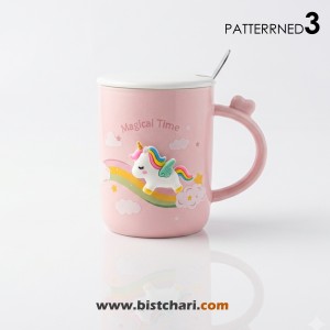 ماگ(لیوان) سرامیکی درب دار طرح Unicorn