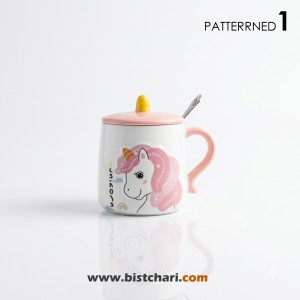 ماگ(لیوان) سرامیکی درب دار طرح Unicorn