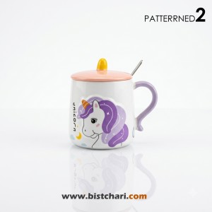 ماگ(لیوان) سرامیکی درب دار طرح Unicorn