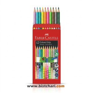 مداد رنگی 12 رنگ با رنگ های استثنائی مدل Grip برند فابر کاستل Faber Castell