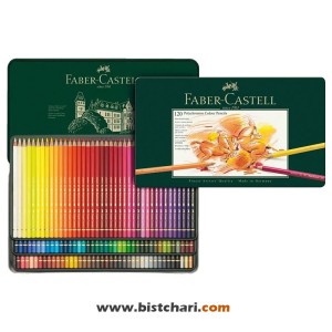 ست مداد رنگی 120 رنگ جعبه فلزی پلی کروموس برند فابرکاستل Faber Castell