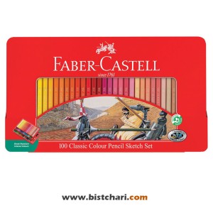 مداد رنگی 100 رنگ کلاسیک جعبه فلزی برند فابرکاستل Faber Castell