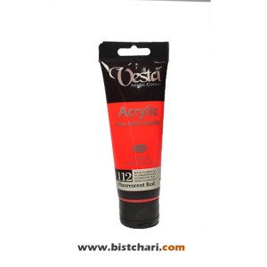 رنگ اکریلیک فلورسنت Fluorescent red کد 112 حجم 75 ml برند وستا Vesta