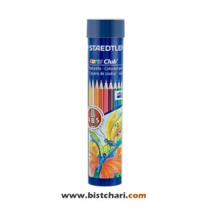 مداد رنگی 12 رنگ جعبه استوانه ای فلزی مدل Noris club برند استدلر Staedtler