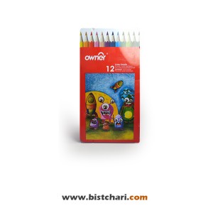 مداد رنگی 12 رنگ جعبه فلزی برند اونر Owner