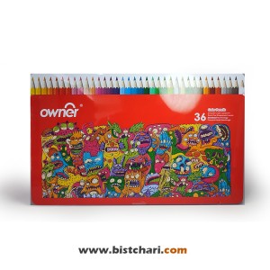 مداد رنگی 36 رنگ جعبه فلزی برند اونر Owner