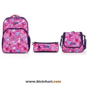 ست کوله پشتی سایز 30 ،کیف غذا و جامدادی مدل Sticker برند گابل Gabol