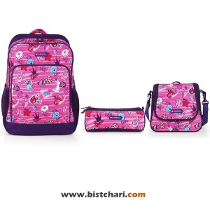 ست کوله پشتی سایز 32 ،کیف غذا و جامدادی مدل Sticker برند گابل Gabol