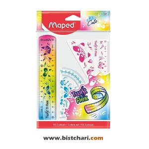 پک خط کش ،گونیا و نقاله ژله ای مدل Twist n flex برند مپد maped