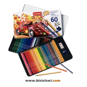 ست مداد رنگی 60 تکه جعبه فلزی برند برونزیل Bruynzeel