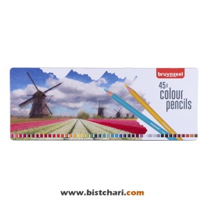 مداد رنگی 45 رنگ جعبه فلزی برند برونزیل Bruynzeel