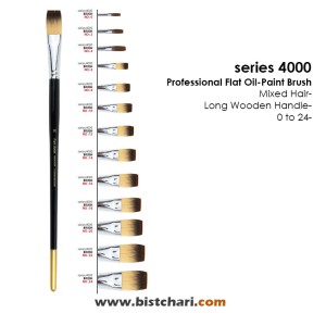 قلمو تخت با موی نرم رنگ روغن سری 4000 برند پارس آرتیست Pars Artist