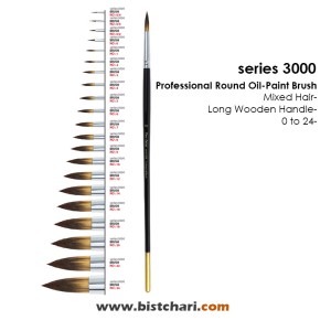 قلمو گرد رنگ روغن با موی ترکیبی سری 3000 برند پارس آرتیست Pars Artist