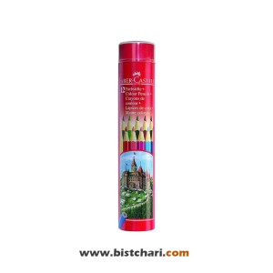 مداد رنگی 12 رنگ کلاسیک استوانه ای فلزی برند فابرکاستل Faber Castell
