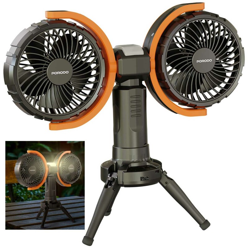 پنکه شارژی، چراغ کمپینگ و پاور بانک پورودو Porodo PD-LFST150-BK رومیزی و قابل آویز