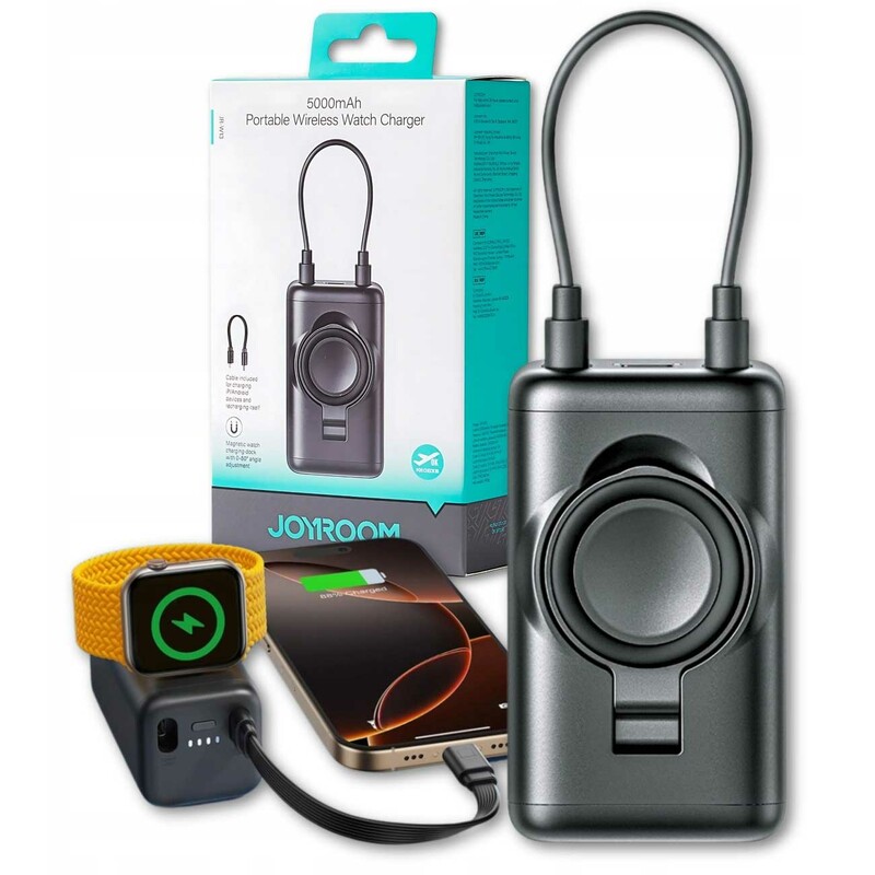 پاوربانک وایرلس ساعت هوشمند و گوشی موبایل 5000 میلی‌آمپر با کابل لایتنینگ جویروم JR-W13