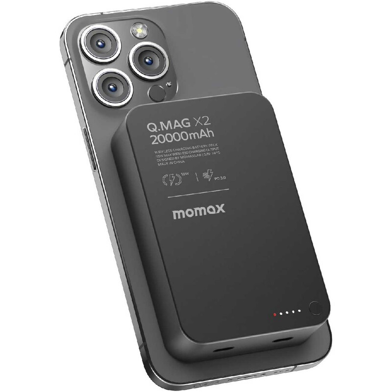 پاوربانک وایرلس 15 وات و تایپ سی 20 وات 20000 مومکس Q.MAG X2 IP133