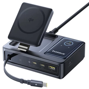 شارژر وایرلس 15 وات و هاب شارژر USB، تایپ‌سی و کابل تایپ‌سی جمع شونده 140 وات بیسوس Baseus CCNMS140 P10170901123-00