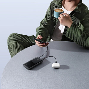 پاوربانک 10000 میلی‌آمپر USB و تایپ سی با کابل تایپ‌سی 20 وات بیسوس