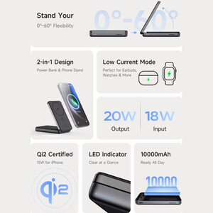بهترین پاوربانک مگنتی 10000 میلی‌آمپر 15 وات و پورت تایپ سی مک دودو