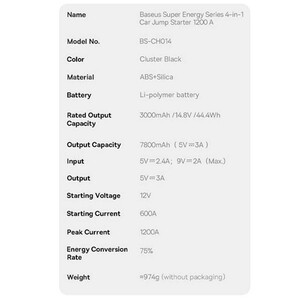 ویژگی‌های جامپ استارتر، پمپ باد، پاوربانک و چراغ قوه 1200 آمپر خودرو بیسوس