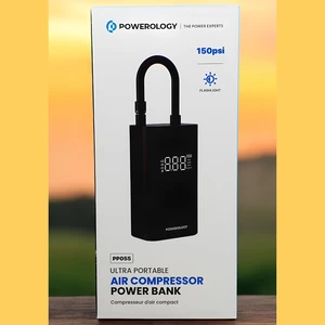 کمپرسود باد شارژی پاورولوژی بهمراه پاور بانک و چراغ قوه