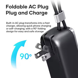 پاوربانک 5000 ملی آمپر ساعت همراه با کابل تایپ سی راک