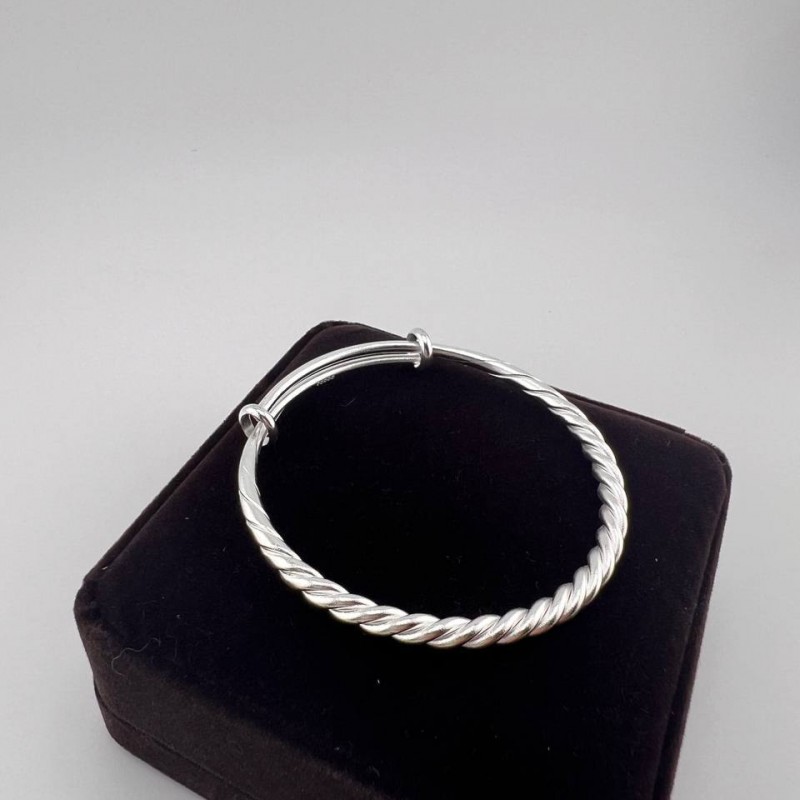 بنگل استیل نقره‌ای پیچ‌خورده مدل طنابی | اکسسوری یونیسکس خاص