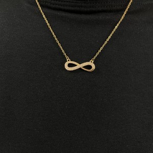 گردنبند زنانه طرح بی‌نهایت طلایی با نگین‌های درخشان