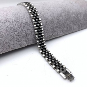 دستبند مردانه رولکس نقره ای  مشکی