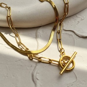 گردنبند دو تیکه همراه با قفل تی گلد