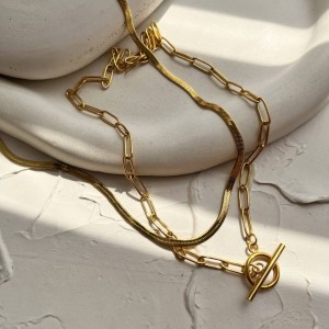 گردنبند دو تیکه همراه با قفل تی گلد