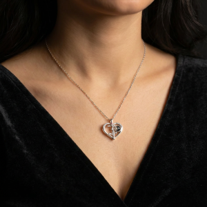 گردنبند تلسکوپی زنانه طرح قلب و گل، با دوست دارم به 100 زبان