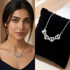 گردنبند دو حالته زنانه طرح قلب و شبدر چهاربرگ