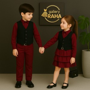 ست خواهر برادری جلیقه و پیراهن/شومیز و شلوار کرپ (مدل کلاسیک)