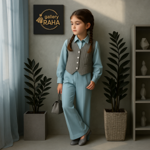 ست بلوز و شلوار کرپ با جلیقه بنگال | رنگ‌بندی جذاب | مناسب ۱ تا ۱۳ سال