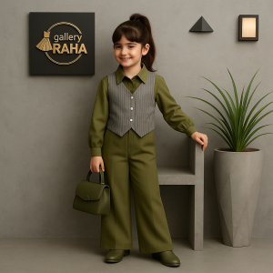 ست بلوز و شلوار کرپ با جلیقه بنگال | رنگ‌بندی جذاب | مناسب ۱ تا ۱۳ سال
