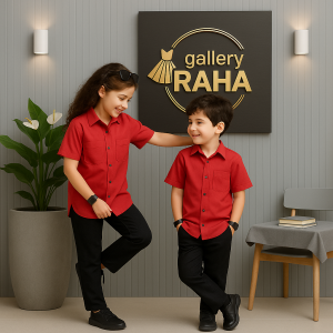 ست خواهر برادری شومیز کرپ و شلوار کرپ مشکی
