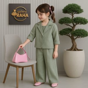 کت و شلوار لینن بچه‌گانه دخترانه با رنگ‌بندی خاص