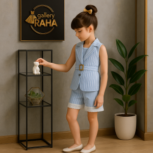 ست جلیقه و شلوارک بچگانه دیپلمات – طراحی خاص تابستانی با دوخت حرفه‌ای