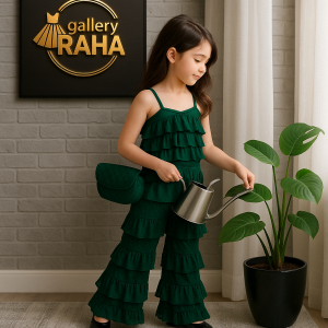 ست تاپ کراپ و شلوار لایه‌لایه گیپوری دخترانه | طراحی اختصاصی گالری رها