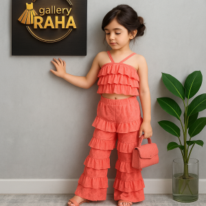 ست تاپ کراپ و شلوار لایه‌لایه گیپوری دخترانه | طراحی اختصاصی گالری رها