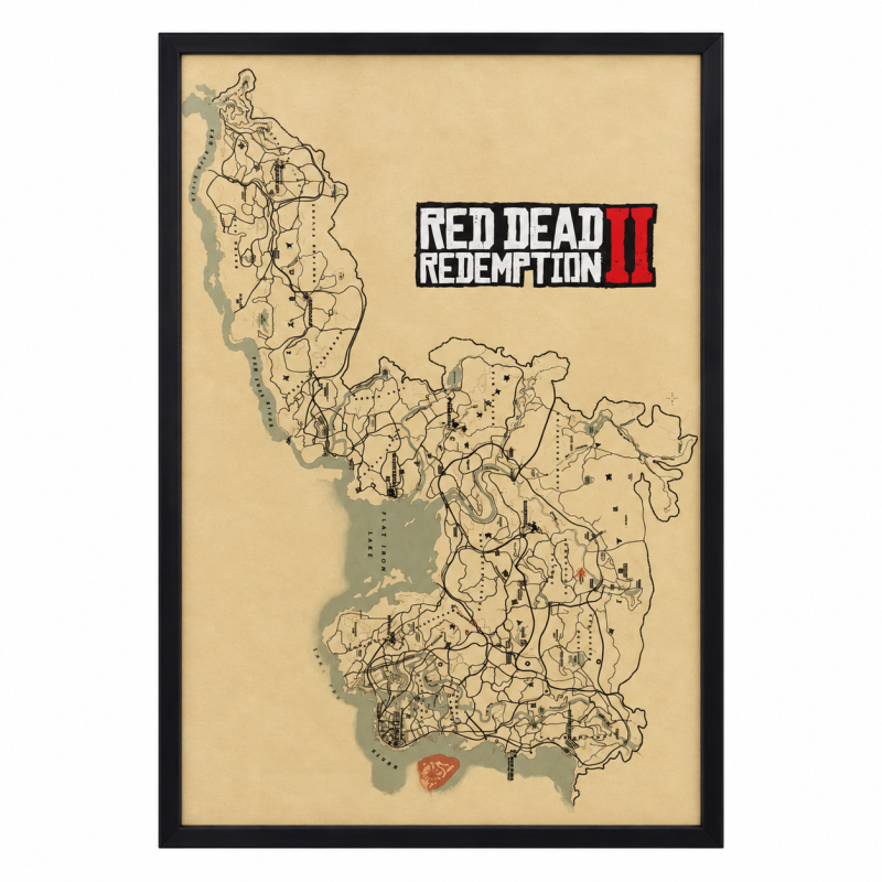 تابلو گیمینگ مخملی طرح GTA San Andreas Map سایز 40×60 سانتی‌متر
