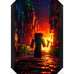 تابلو گیمینگ مخملی طرح Minecraft سایز 30×60 سانتی‌متر
