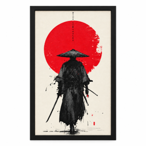 تابلو گیمینگ مخملی طرح Samurai Red Sun سایز 30×60 سانتی‌متر