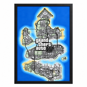 تابلو گیمینگ مخملی طرحA1 GTA IV Map سایز 40×60 سانتی‌متر