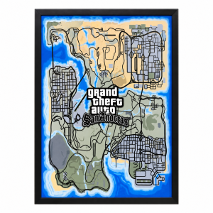 تابلو گیمینگ مخملی طرح GTA San Andreas Map سایز 40×60 سانتی‌متر